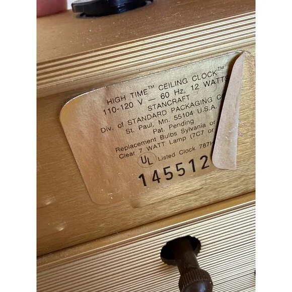 Vintage 60's MCM Stancraft High Time Ceiling Projecting Illuminating Alarm Clock - Picture 9 of 16